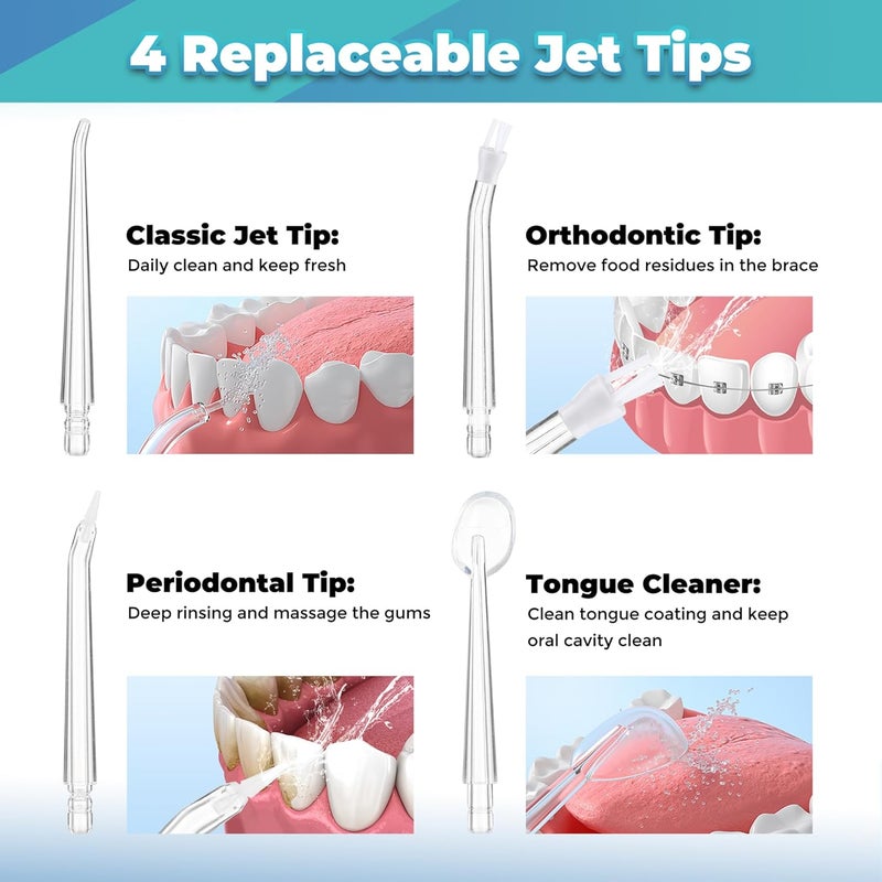 Cordless Water Flosser, Dental Oral Irrigator, Waterproof Water Flosser Teeth Cleaner, 3 Modes and 4 Nozzles, USB Rechargeable and Portable Water Flosser for Women and Men - Image 4